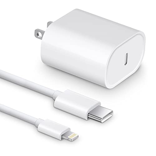 Charger for iPhone 12/13ã€MFi Apple Certifiedã€‘, PD 20W Fast Charger with 6FT USB C to Lightning Cable, USB C Charger Fast Charging Block & Charging Cord for iPhone 12/13/iPad/iPod/Air Pods & More