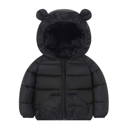 Kids Winter Puffer Jacket with Bear Ear Full Zip Hooded Down Coat Toddler Warm Outerwear with Pockets 2-7 Years