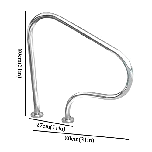 Rampe d'appui de piscine robuste fini argent brillant 1.2mm - 7