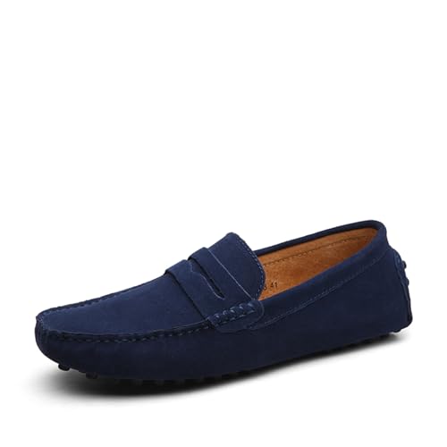 Mens Handmade Suede Leather Casual Loafers Shoes Plus Size Soft Comfortable Driving Walking Shoes