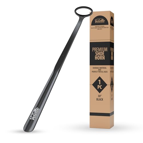 Velette Plastic Shoe Horn - Long Handle Shoe Horns for Seniors, Men, Women and Kids - 30 Inch Shoehorn Helper for Boots, Cowboy boots, Dress Shoes and Sneakers