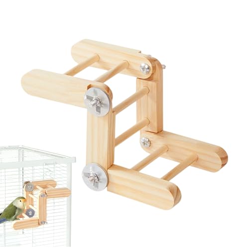 Escalera para pájaros, juegos interactivos de madera ajustable natural, juguetes para mascotas, para cacatúas, pollos, parque infantil al aire libre, patio, ventana interior, balcón, jardín, hamaca