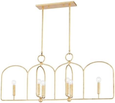 MITZI HUDSON VALLEY LIGHTING Mallory - 6-Light Island Pendant in Transitional Style - 45.25 Inches Wide - Gold Leaf Finish