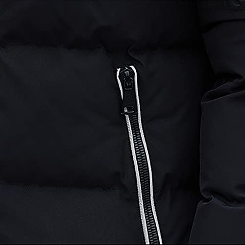 Ymosrh Work Vest For Men, Coats Men Fashion Winter Jackets Mens Decorative Jacket Men's Casual Zipper Pocket Down Jacket Plus Thickened Coat Jacket Tops Medium Hooded Denim Xlarge Coats (L, Black) #TOP4