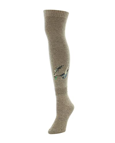 Natori Sora Bird & Vine Over The Knee Sock Black 9-11 #TOP21