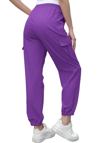 Image of Cromoncent Girls&Womens Cargo Pants Elastic Waist Lightweight Outdoor Jogger Pants, 6 Years - XX-Large