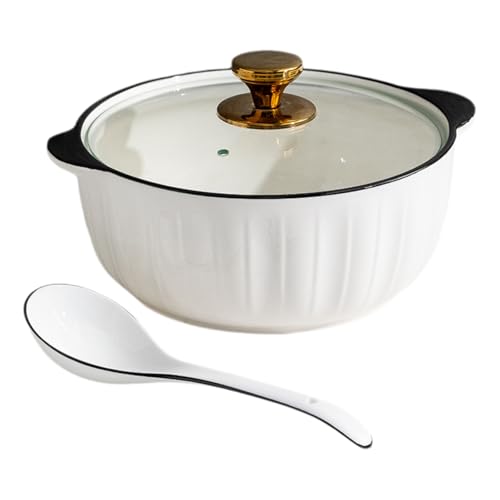 Olla Sopera De CeráMica con Cubrir,Tureen De Sopa De CeráMica Cubrir,Cacerola Acero Esmaltado,ProteccióN contra La CorrosióN,Apto para Hornos Microondas,Lavavajillas