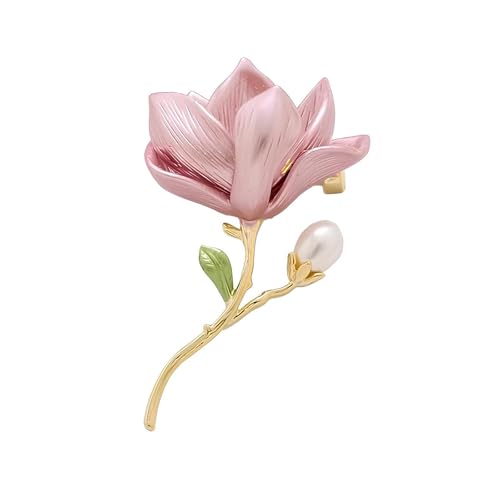Image of Elegant Pink Lily Flower Brooch Pin for Women - Rhinestone Lily Lapel Pin for Coats, Jackets, and Sweaters
