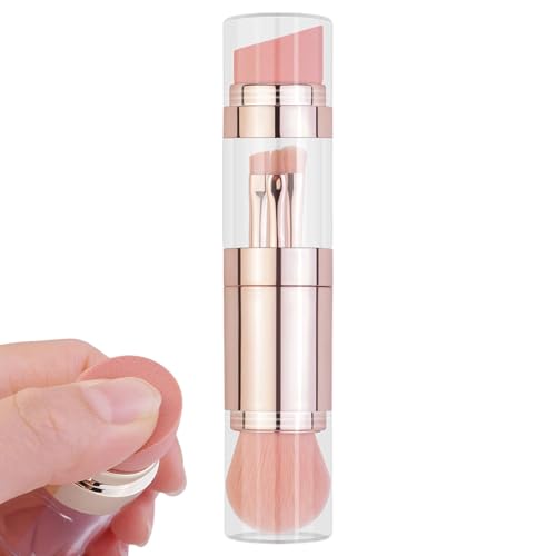 Juego de pinceles de maquillaje de viaje, juego de cepillos de sombra de ojos portátiles 5 en 1, base, aplicadores de polvo y corrector, 1,06 x 1,06 x 5,28 pulgadas herramientas de belleza