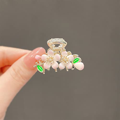 Milue Grampos de cabelo grandes de liga com flores de pêssego, presilhas de cabelo brilhantes para m