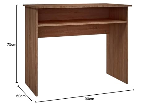 Image of MATTERHORN Engineered Wood Office Table, Work from Home Table with Shelf for Storage (DIY, 900 x 500 x 750 mm, MOOT0126-10002FebVar) (BrownOak)