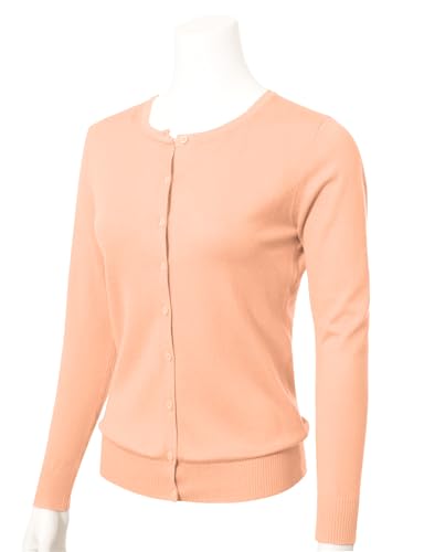 Image of Allsense Women's Long-Sleeve Crewneck Cardigan | Classic Button Down Sweater, Soft Fine Knit, Lightweight