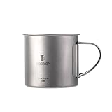 Vandroop Camping Titanium Mug, 400ml/13.5oz Travel Outdoor Mug with Foldable Handle, Camping Coffee Cup for Outdoor Hiking Travelling Backpacking