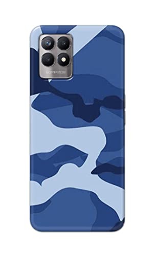 Image of Printed Hard Back Cover Case for Realme 8i Back Cover (Army Blue Pattern) -1302