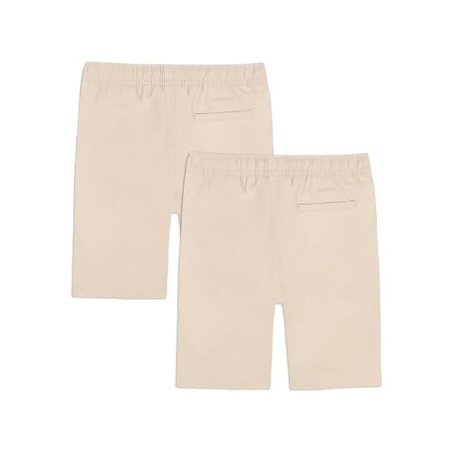 Image of Approved School Wear ASW Boys' School Uniform Pull on Stretch Twill Shorts, Drawstring Waist, Multipack