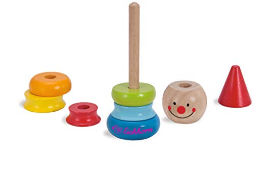 Eichhorn - 100003750 -Lernspielset,Geschenkset, 3 teilig,bestehend aus Steckfigur Clown, Motorikschlaufe, Schiebehund, Birkenholz, für Kinder ab 12 Monaten