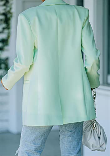 WIWIQS Women's Long Sleeve Lapel Notched Blazer Solid Color Work Office Jacket with Pockets3