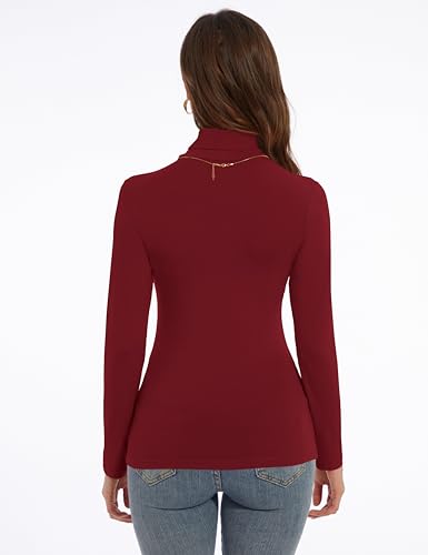 Image of Women's Turtleneck Long Sleeve Shirts Slim Fitted Lightweight Base Layer Casual Tops