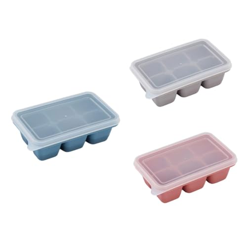 Ipetboom 3 piezas Molde de Cubitos de Hielo con Tapa de Bandejas Rectangulares de Cavidades Diseño Multi-rejilla para Fácil Desmoldeo Apto para Bebidas y Congelador Colores Gris Rosa y