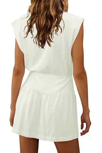 Image of LAMISSCHE Womens Summer Dress Sleeveless Mini Dress Flowy Vacation Beach Dresses Casual V Neck Elastic Waist Sundresses