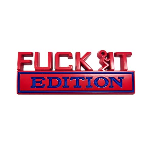 Image of Dickno Fuck It Edition Emblem for Car, Auto Fender Bumper Decoration Stickers, Vehicle 3D Side Fender Rear Trunk Decal Badge, Universal Exterior Accessories for Car (Red & Blue)