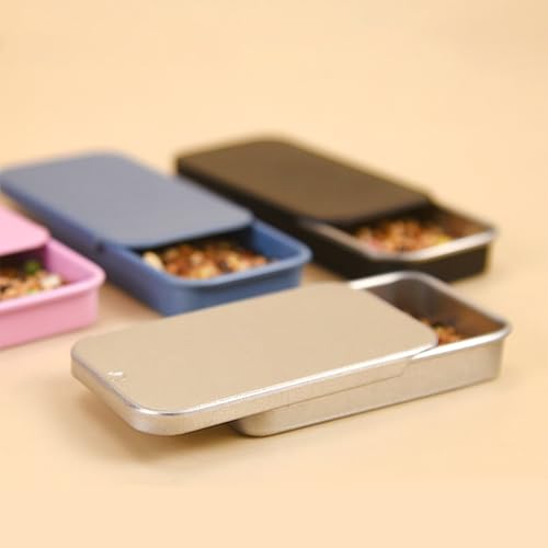 Image of 2 PCS Metal Tin Box with Lid, 3.15 x 1.97 x 0.59 Inches, Mini Slide Top Hinged Containers for Candies, Jewelry, Crafts, Pills Storage(Gold and Silver)