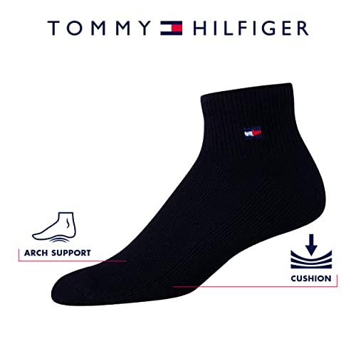 Tommy Hilfiger Mens Quarter Socks - 12 Pack Arch Support Cushioned Performance Stretch Athletic Ankle Socks for Men (7-12)3