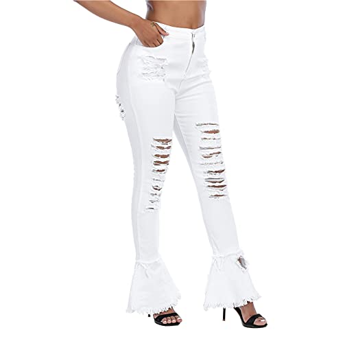 Ripped Jeans Womens Bell Bottom Jeans for Women High Rise Flare Pants Destroyed Distressed Skinny Retro Denim3