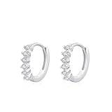 Wycian Pendientes para mujer, aros de moissanit con círculo dorado para ella, Medio, Platino, Moissanita