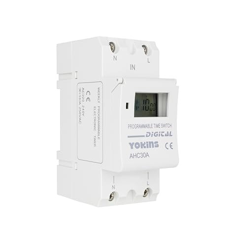 Image of YOKINS YD-TSR30 Digital Timer Switch 30A 230V AC | 7-Day Programmable Time Switch with 16 ON /Off Settings | Built-in Battery Backup | DIN Rail Mounted | Street Light Timer Controller