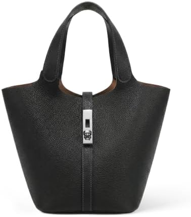 Kadynow Tote Bag for Women Vegan Leather Bucket Purse for Women Crocodile Pattern Top Handle Handbag Shoulder Bag with Detachable Small Purse New Black