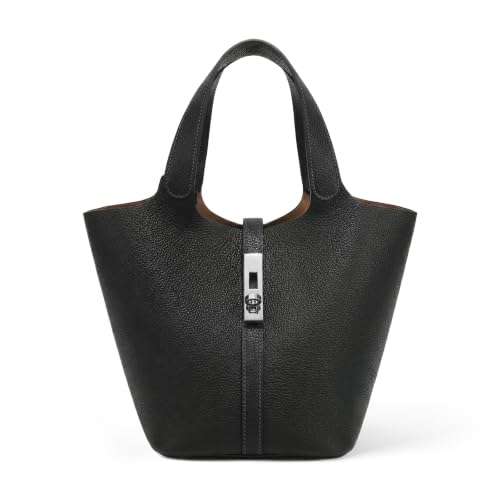Image of Tote Bag for Women Vegan Leather Bucket Purse for Women Top Handle Handbag Shoulder Bag with Detachable Small Purse