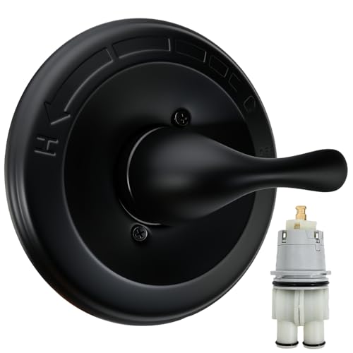 Shower Handle Replacement for Delta 13/14 Series Single Function Shower Valve Trim Kit with Cartridge Fit for Delta R10000 Rough-in Valve T13020 Shower Handle Matte Black