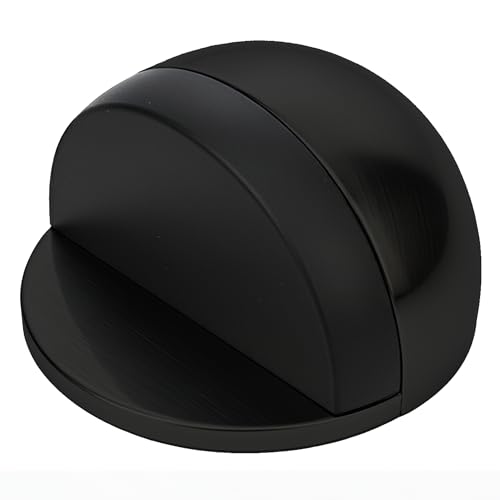 3M Self Adhesive Door Stop 2-in-1 Installation with Tape or Screws Floor and Wall Mounted Door Stopper with Noise Dampening Rubber Door Stoppers (Black Pack of 1 (Half Moon))
