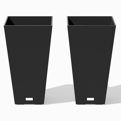Image of Veradek Pure Series Taper Planter - Tall Tapered Outdoor Planter with Shelf