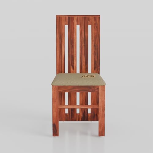 Image of 57 Inch Length Solid Sheesham Wood 6 Seater Dining Table Set | Six Seater Dinner Table with 6 Cushions High Chairs | Dinning Table Set 6 Seater for Living Room | Table & Chair, Honey Finish