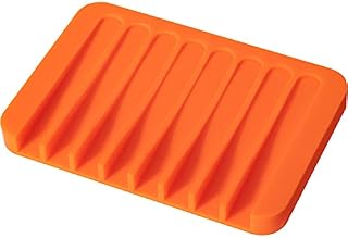 Urbanstrive Soap Dish Shower Waterfall Soap Tray Soap Saver Soap Holder for Bathroom, Kitchen, Counter Top, Flexible Silicone, Keep Soap Bars Dry, Easy Cleaning (Orange)