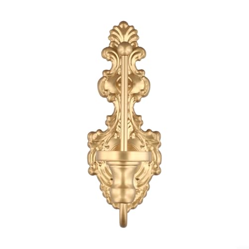 Portavelas de pared, candelabro de pared, candelabro decorativo blanco antiguo para decoración del hogar, 23 x 9 cm, 4 tornillos incluidos (dorado)