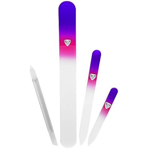 Manicure Pedicure Glass Nail File Set, Fingernail & Toenail Nail Files & Cuticle Trimmer for Gentle Precision Filing - Bona Fide Beauty Genuine Czech Glass … Cover