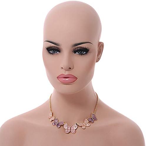 Avalaya Pastel Pink/Purple Enamel Butterfly with Gold Tone Chain Necklace - 40cm L/ 6cm Ext, gold, purple, pink - Image 3