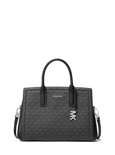 Michael Kors Laila Medium Satchel, Silver-Tone Hardware/Tonal MK Signature Coated