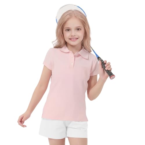Image of 4 Pack Cotton Girls Polo Shirt Slim Fit for School Uniform Kids Youth Tops