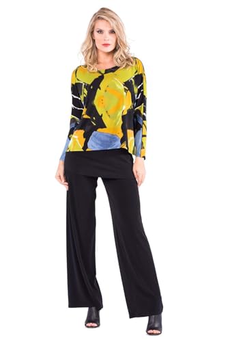 Women Jersey Single Layer Unlined Palazzo Pants Wide Leg Seasonless High Waist Casual