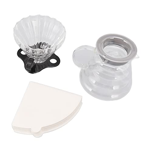 Tyenaza Pour Over Coffee Maker, 600ML Glass Coffee Dripper Pot with Filter Cup and Paper for Home Shop