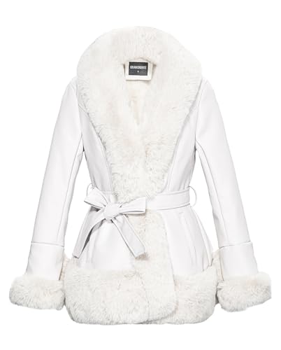 GRAN ORIENTE Faux Leather Jacket for Women with Faux Fur