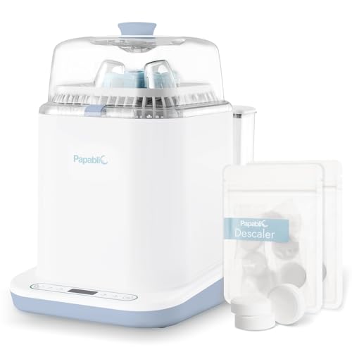 Image of Papablic Bottle Washer Pro, Baby Bottle Washer & Sterilizer & Dryer for Bottles, Pump Parts, & Baby Essentials - Quick & Clean with 60 Detergent Tablets & 12PCS Descaling Tablets, Light Blue