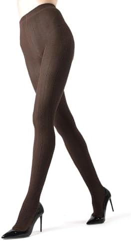 MeMoi Toronto Cable Cotton Tights for Women, Cozy and Breathable Sweater Tights, Super Warm Womens Tights – Sizes S to XL