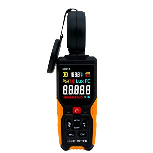 Digital Illuminance Meter Light Meter 200,000Lux Meter/18,500FC,Luxmeter for Photography Grow Plants Led Photometer Lighting Intensity Brightness Measurement