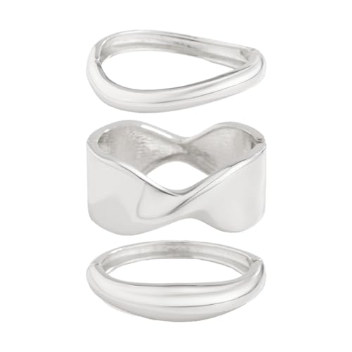 Impurain Gold Bangle Bracelets for Women Silver Plated Wide Wire Chunky Cuff Bracelets Trendy Hinged Cuff Open Wide Chunky Silver Bracelet Irregular Minimalist Bangle Jewelry (silver-2)