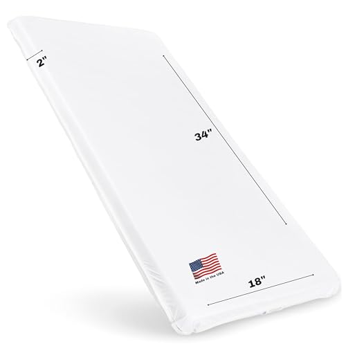 aBaby Baby Bassinet Mattresses - Square Shaped White Cradle Mattress with Waterproof Vinyl Cover – Durable & Breathable Mattress (18" x 34")